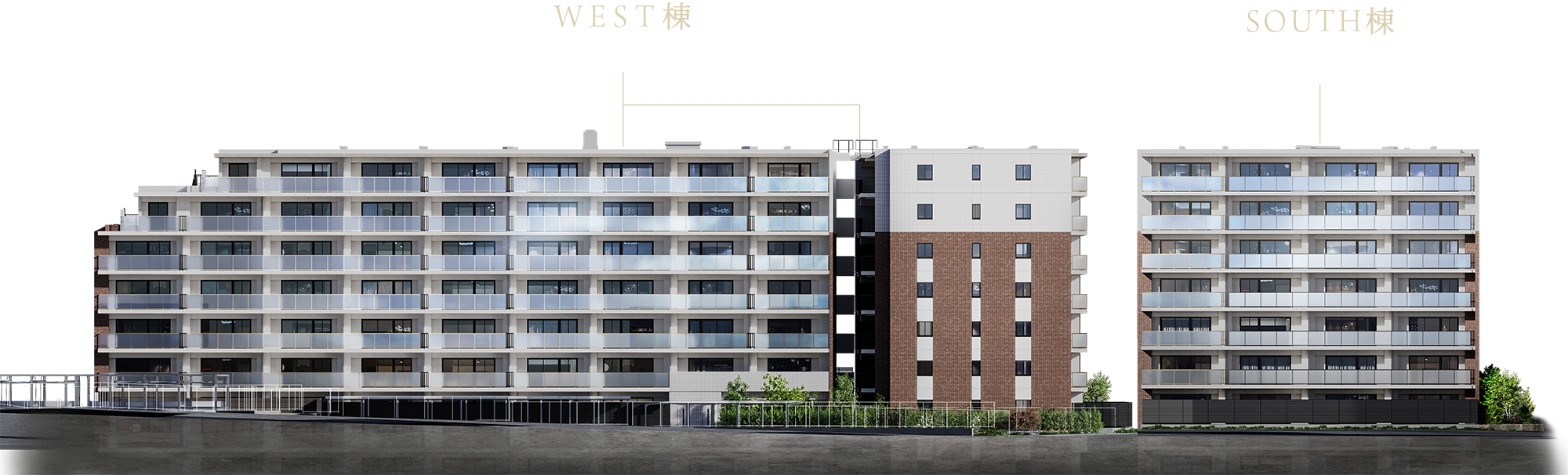 2棟の外観完成予想CG