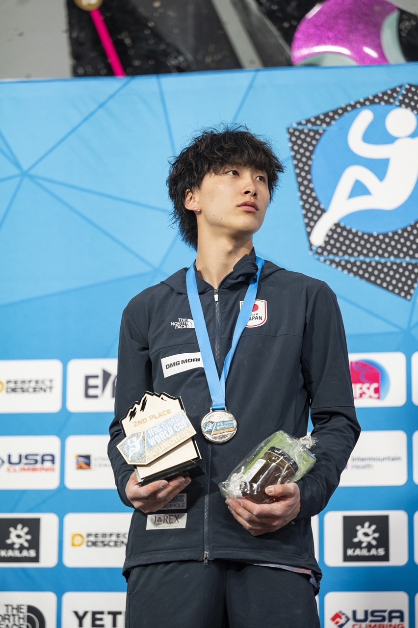 天笠颯太選手 アメリカ（ソルトレイクシティ）_ボルダー準優勝